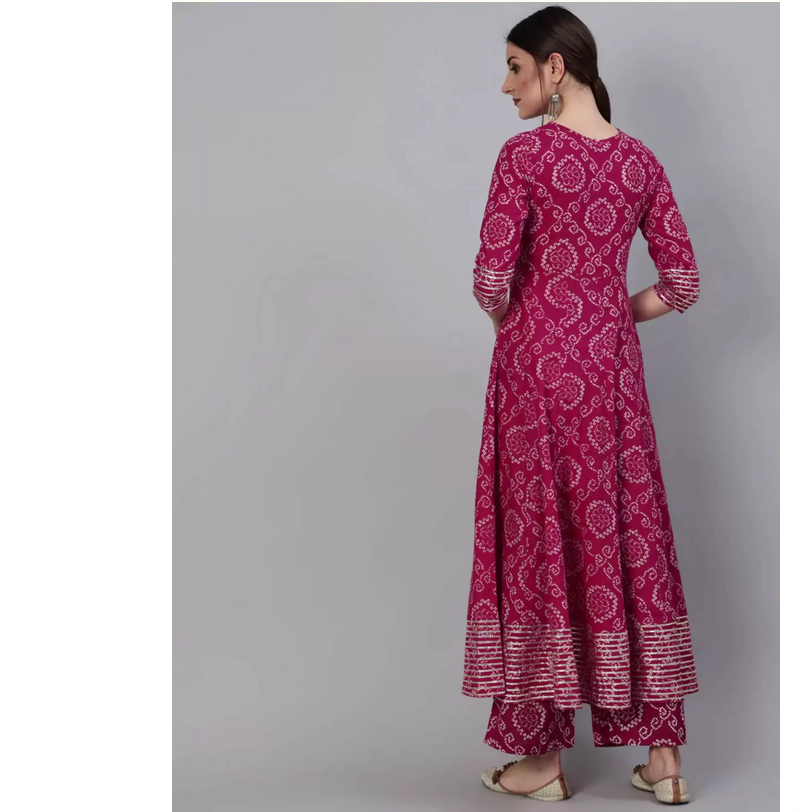 Indian Pure Cotton Rose Red Pr - Salwar Kameez Set review and price