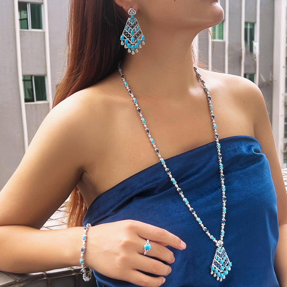 CWWZircons 4pcs Elegant Blue T - Ethnic Fashion In Dubai review and price