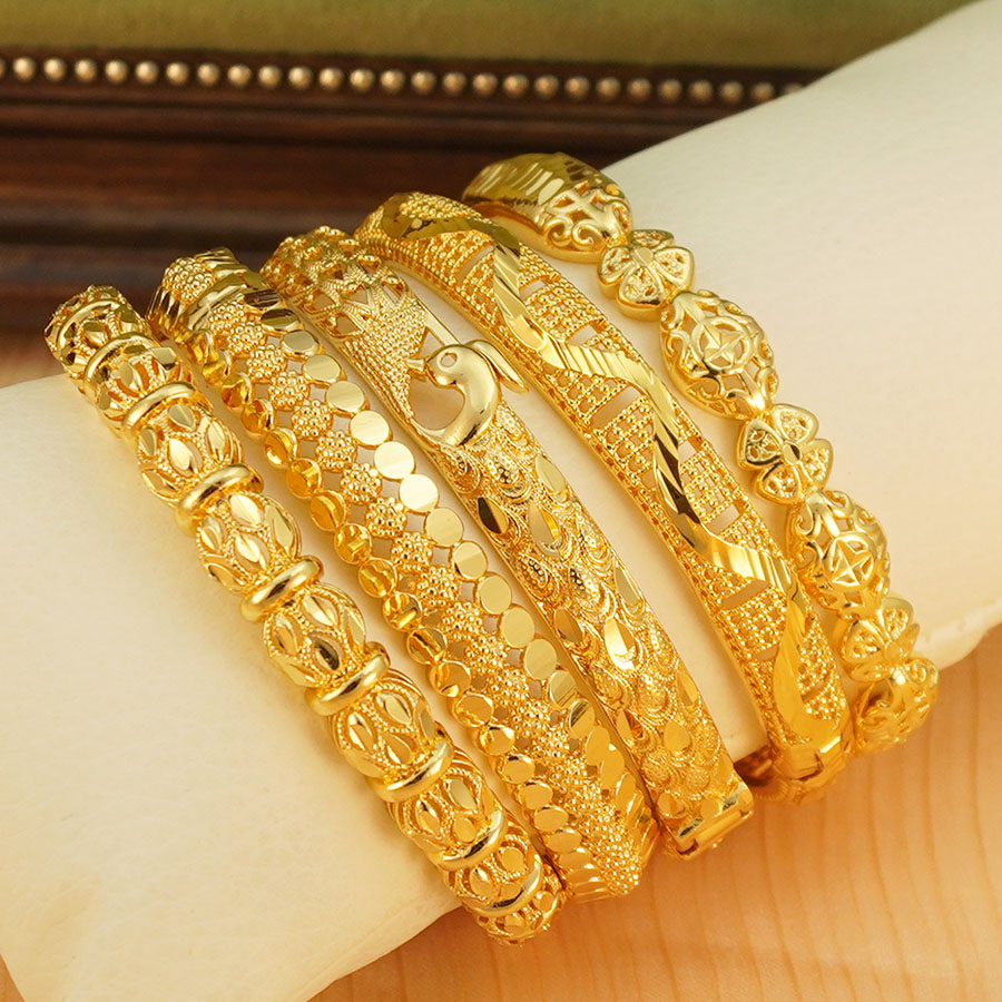 1Pcs Gold Tone Peacock Carved  - Ethnic Fashion In Dubai review and price