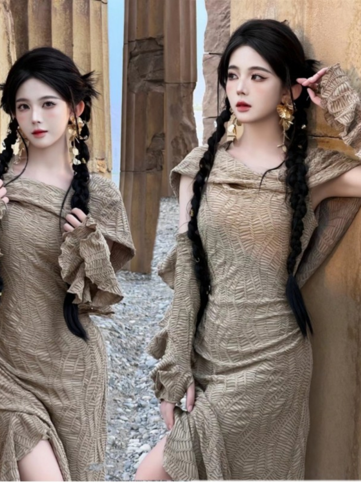 Desert  Themed Long Dress Wome - Ethnic Fashion Clothing review and price