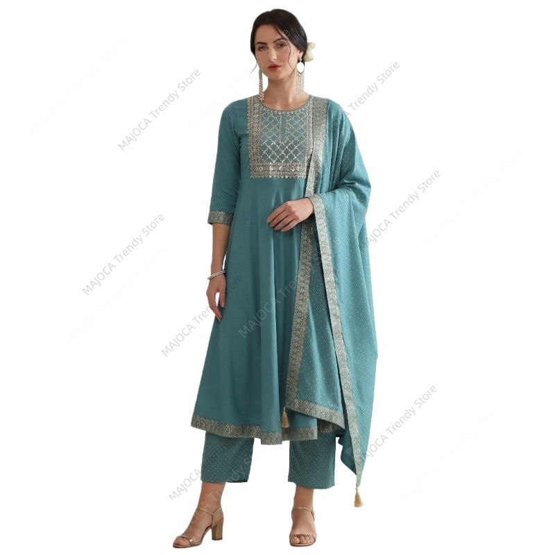 Peacock Blue Indian Women 3 Pi - Salwar Kameez Set review and price