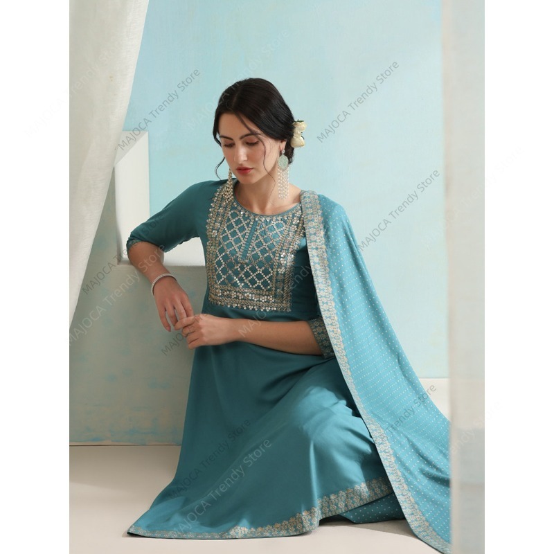 Peacock Blue Indian Women 3 Pi - Salwar Kameez Set review and price