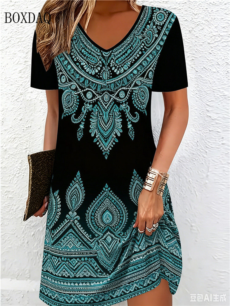 Vintage Ethnic 3D Printed Dres - Ethnic Fashion Clothing review and price
